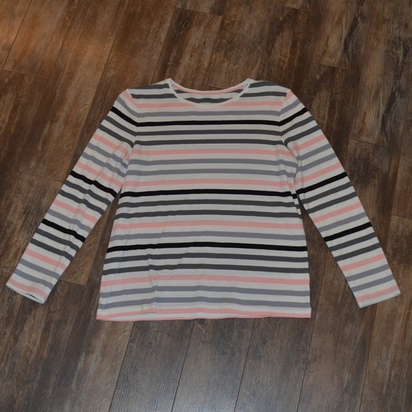 Croft and Barrow - Pink and Gray Stripe Blouse - Picture 1 of 7